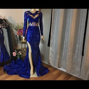 Sexy prom dress for sale.Royal blue sequin lace